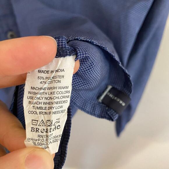 Prana Breathe Mens Button Up Shirt Size Medium Outdoors Hiking Roll Tab Sleeves - Picture 5 of 7